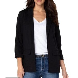 NWOT Liverpool Los AngelesStretch Ponte Notch Lapel 3/4 Sleeve Boyfriend Blazer